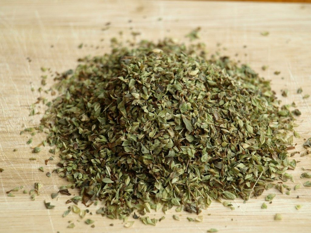 dried oregano in a pile 