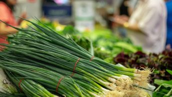 Green onions on counter