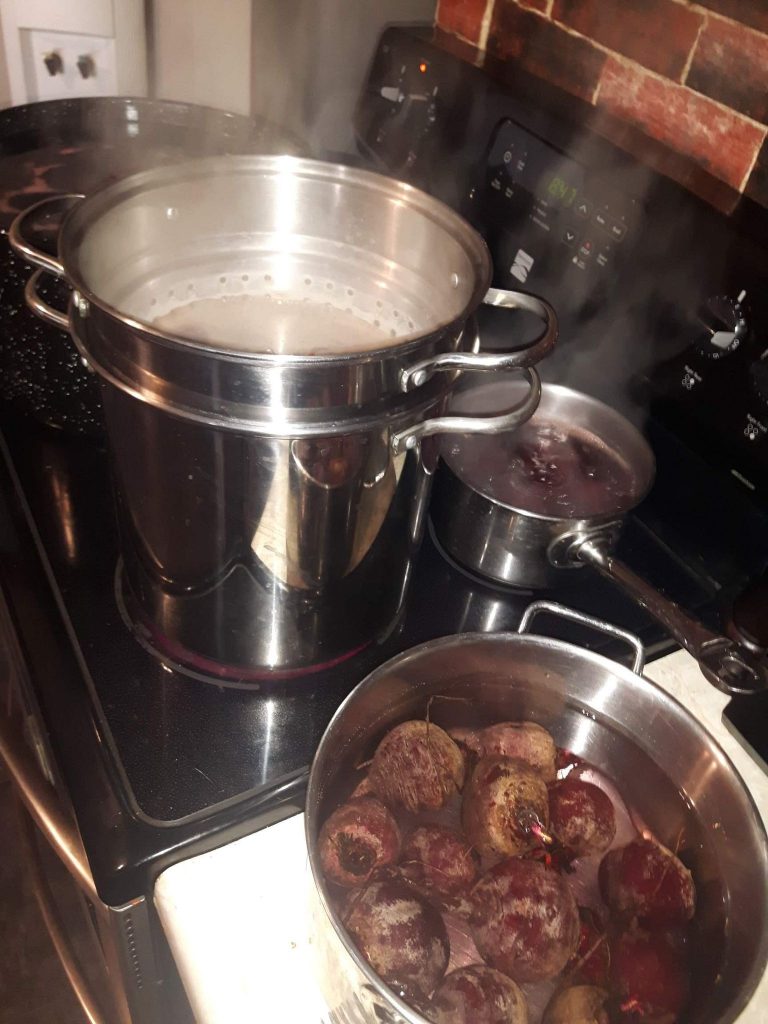 Beets cooking on the stove 