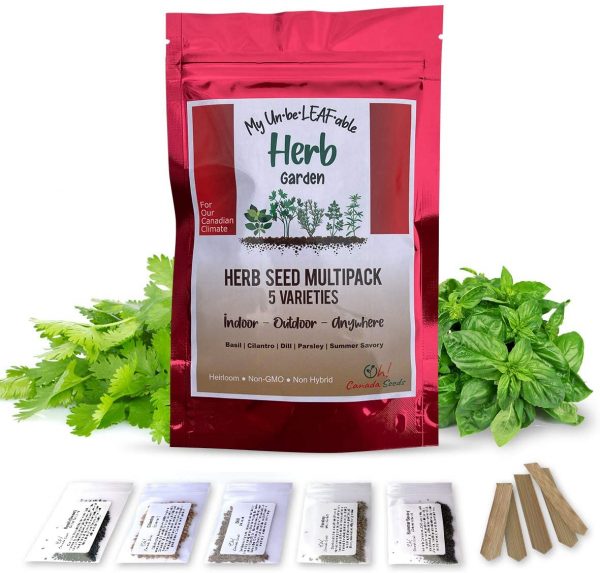 Herb Seeds Variety Pack - 5 Heirloom Varieties Canada - Indoor & Outdoor
