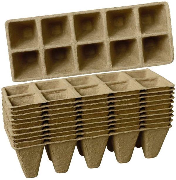 Sfee 10 Pack Seed Starter Tray 100 Cell Peat Pots Kits, Biodegradable Compostable