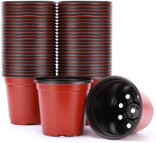 VIVOSUN 50pcs 6 Inch Planter Nursery Pots, Plastic Pots for Flower Seedling
