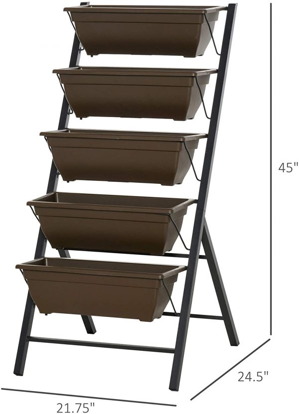 Outsunny 5-Tier Raised Garden Bed with Foldable Frame Planter Grow Containers